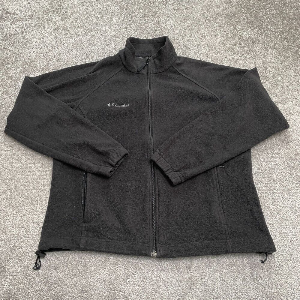 Columbia Benton Springs Fleece Jacket Womens Large Black Full Zip Outdoor Hiking